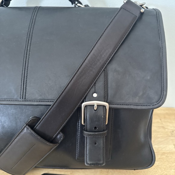Coach Thompson Executive Black Leather Laptop Bag Briefcase Attache 6455 - Picture 4 of 16